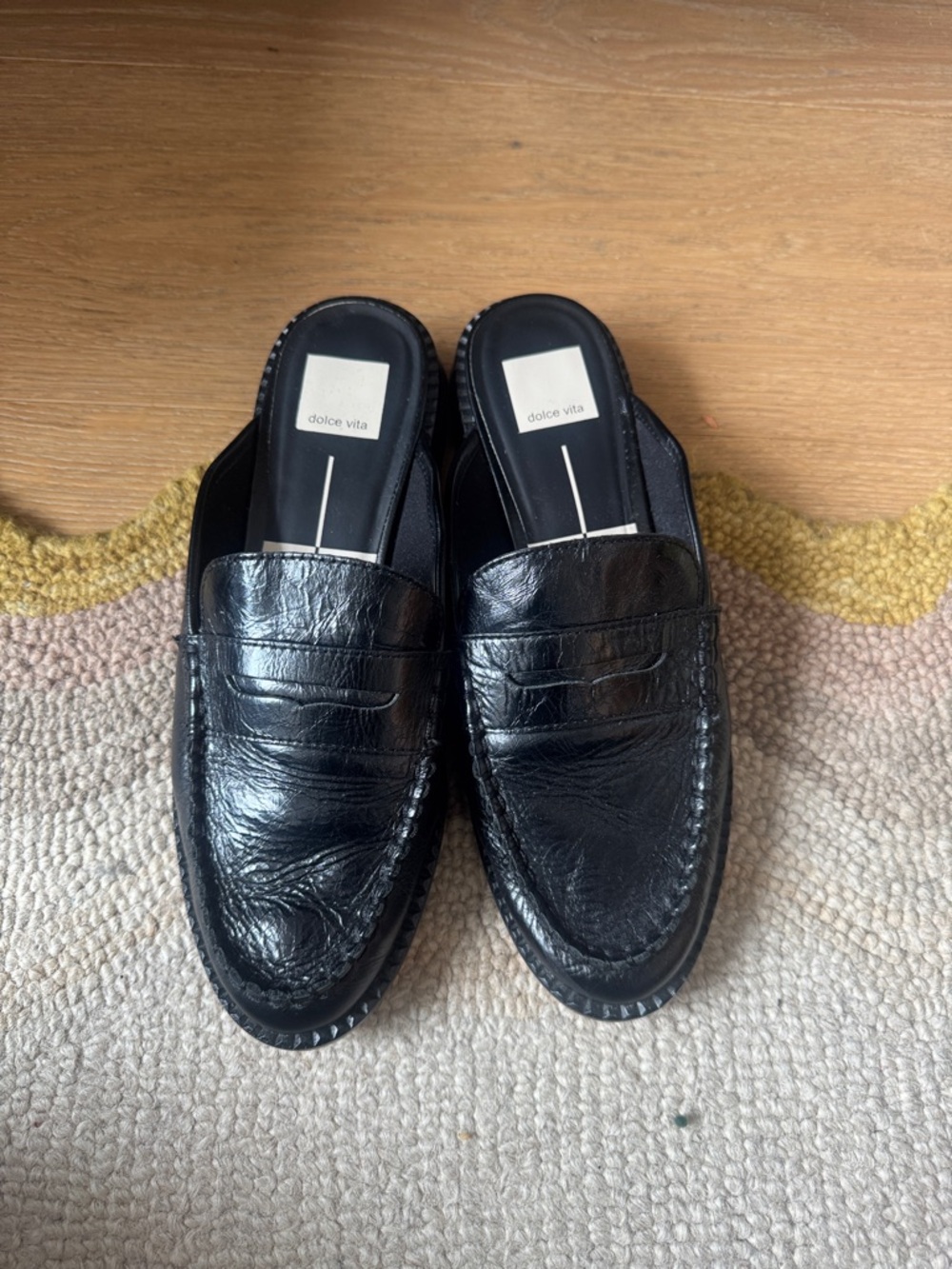 Dolce Vita Black Leather Slip-On Loafers